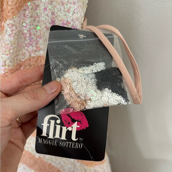 Flirt by Maggie Sottero Blush Pink Iridescent Sequin Prom Dress - Size 10 - Picture 3 of 6